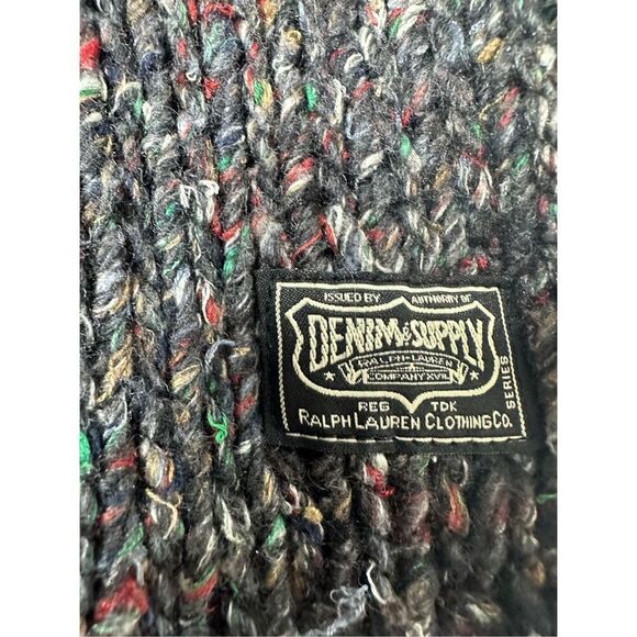 RALPH LAUREN Knit Mens Cardigan Shawl 1930s Marled Shawl Grey Wool Silk XL - Picture 4 of 13